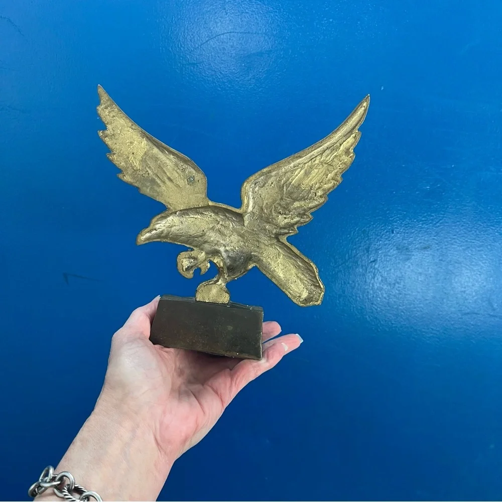 Vintage Brass American Eagle Bookend Doorstop Americana